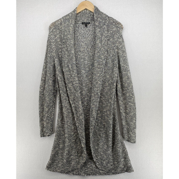 Eileen Fisher Sweaters - EILEEN FISHER Cardigan M Cotton Blend Marled Shawl Open Front Long Sleeve Gray